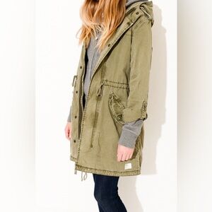 Garage Essentials Olive Green Utility Parka Jacket sz S